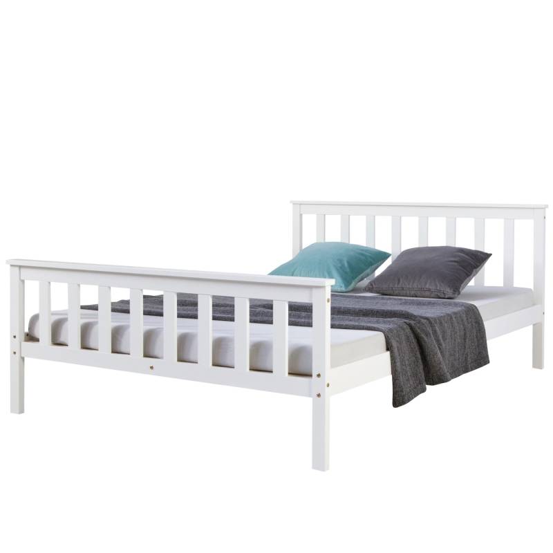 Homestyle4u Doppelbett 140 x 200 cm Bett Bettgestell Weiß Kiefer 890 von Homestyle4u