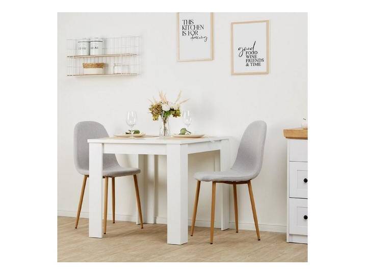 Homestyle4u Essgruppe Esstisch 80x80 2 Stühle Beige Holz Weiß Küchentisch klein Sitzgruppe, (Set, 3-tlg., Esszimmergruppe 3 teilig), Polsterstuhl Leinen von Homestyle4u