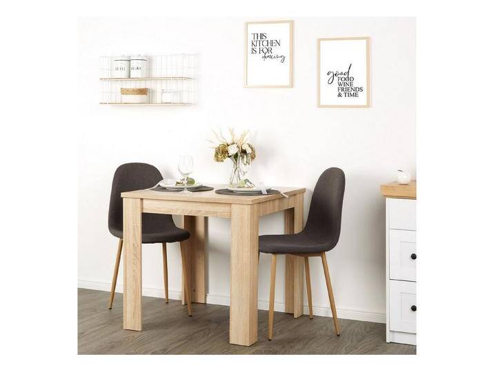 Homestyle4u Essgruppe Esstisch 80x80 2 Stühle Grau Braun Holz Küchentisch klein Sitzgruppe, (Set, Esszimmergruppe 3 teilig, 3-tlg), Polsterstuhl Leinen von Homestyle4u