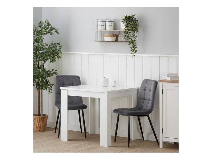 Homestyle4u Essgruppe Esstisch 80x80 mit 2 Stühle Samt Weiß Küchentisch klein Sitzgruppe, (Set, Grau, 3-tlg., Esszimmergruppe 3 teilig), Polsterstuhl von Homestyle4u