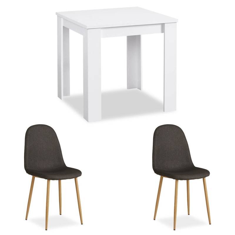 Homestyle4u Essgruppe mit 2 Polsterstühlen in Weiß und Anthrazit 2373 von Homestyle4u