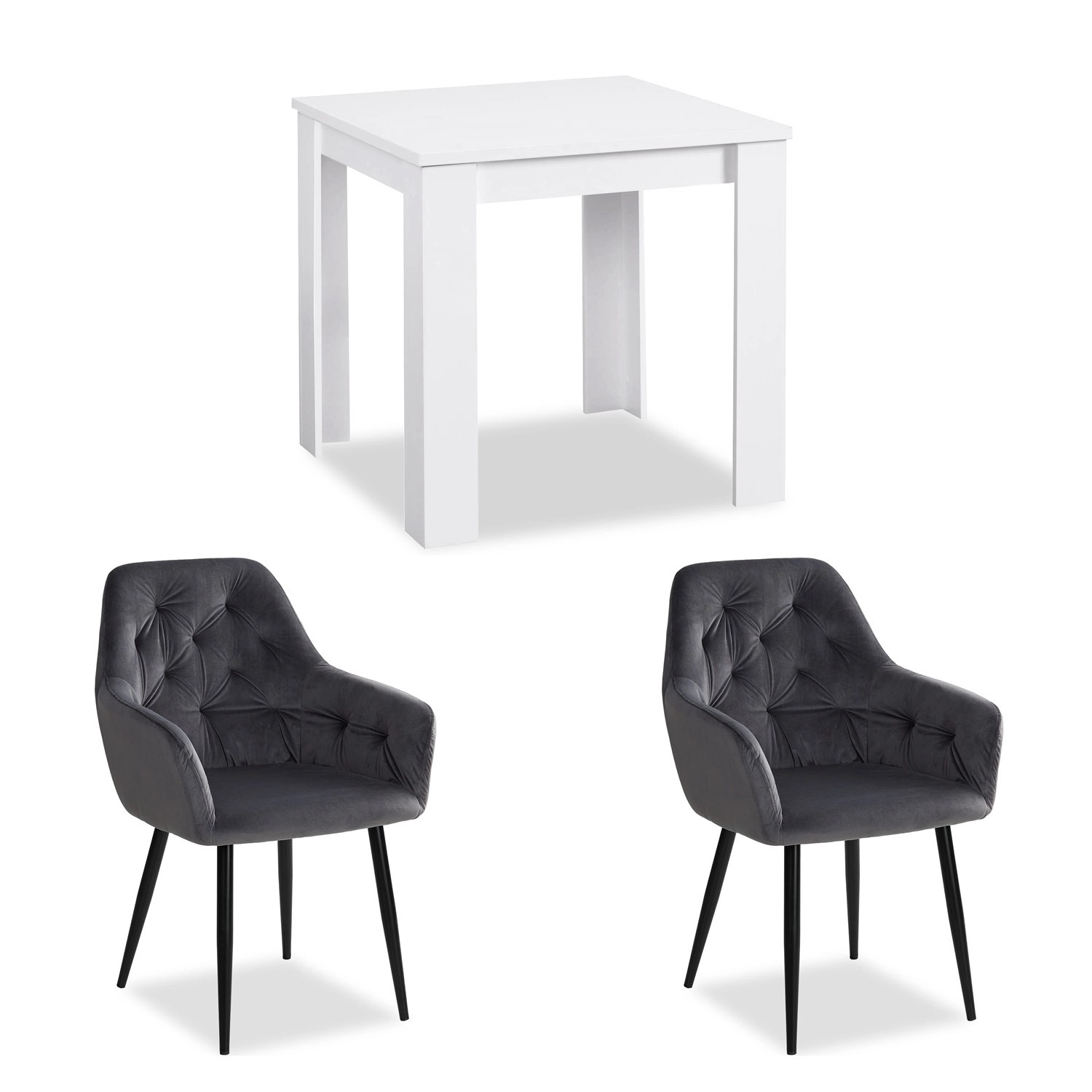 Homestyle4u Essgruppe mit 2 Samt Polsterstühlen in Weiß und Grau 2374 Homestyle4u Essgruppe mit 2 Samt Polsterstühlen in Weiß und Grau 2374 von Homestyle4u