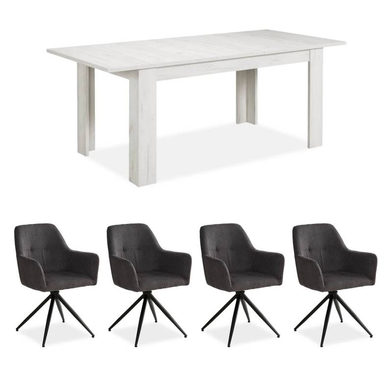 Homestyle4u Essgruppe mit 4 Polsterstühlen Drehbar 2762 von Homestyle4u