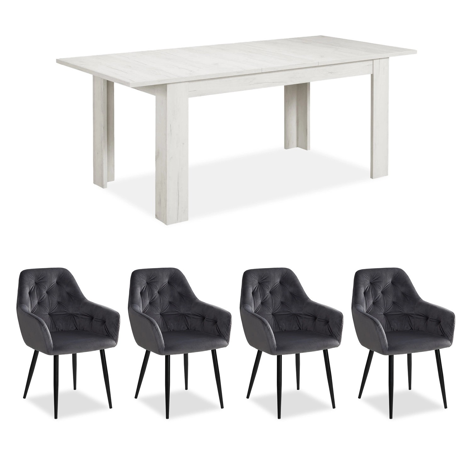 Homestyle4u Essgruppe mit 4 Polsterstühlen in Grau und Weiß 2762 Homestyle4u Essgruppe mit 4 Polsterstühlen in Grau und Weiß 2762 von Homestyle4u