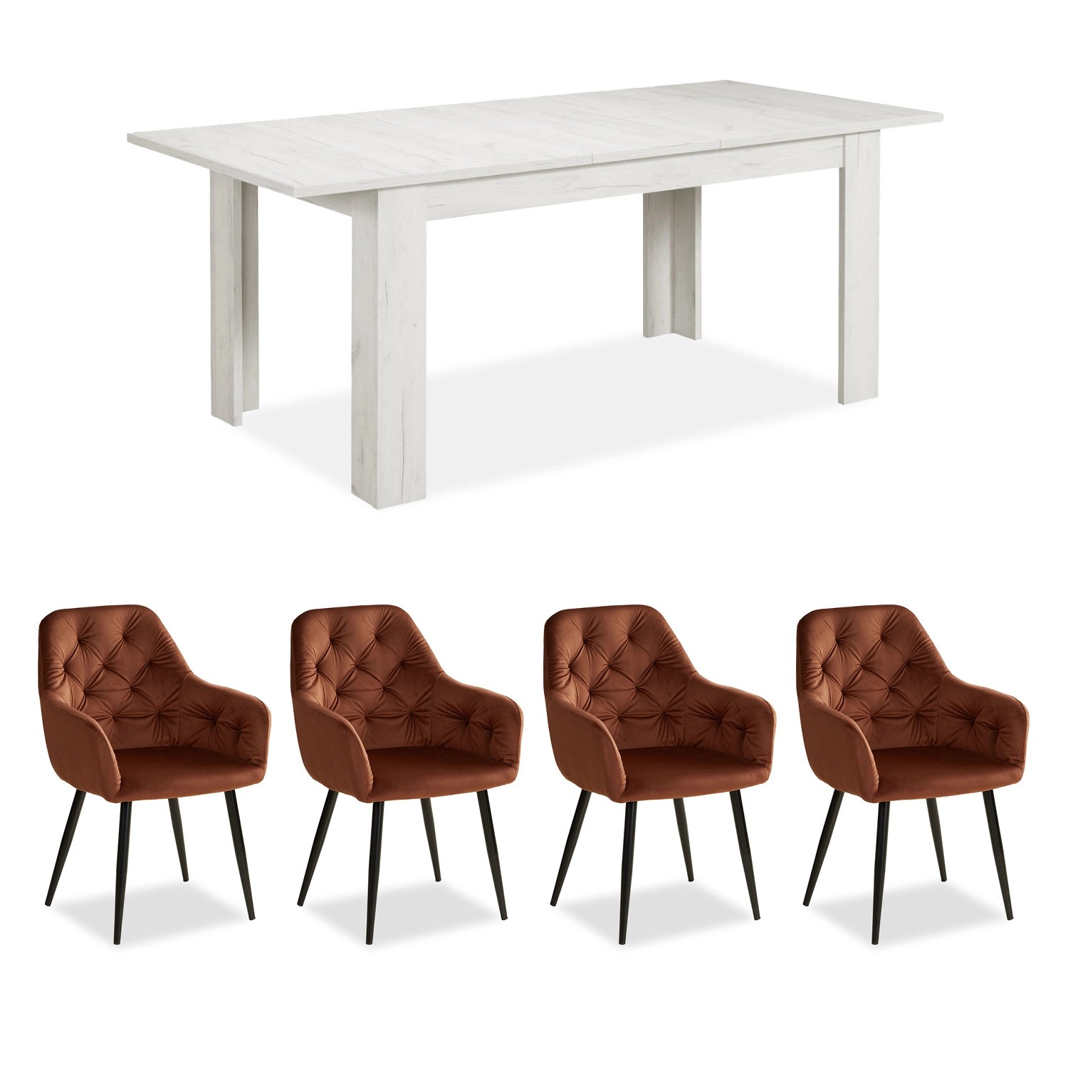 Homestyle4u Essgruppe mit 4 Samt Polsterstühlen in Braun und Weiß 2381 Homestyle4u Essgruppe mit 4 Samt Polsterstühlen in Braun und Weiß 2381 von Homestyle4u