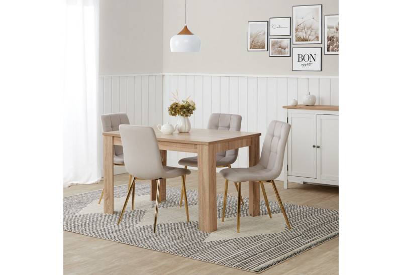 Homestyle4u Esstisch Esszimmertisch Holztisch Küchentisch 80x80 Massiv Weiß oder Eiche, ausziehbar von Homestyle4u