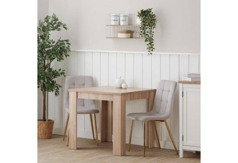 Homestyle4u Esstisch Esszimmertisch Holztisch Küchentisch Massiv Weiß / Eiche klein Küche, 80x80 von Homestyle4u