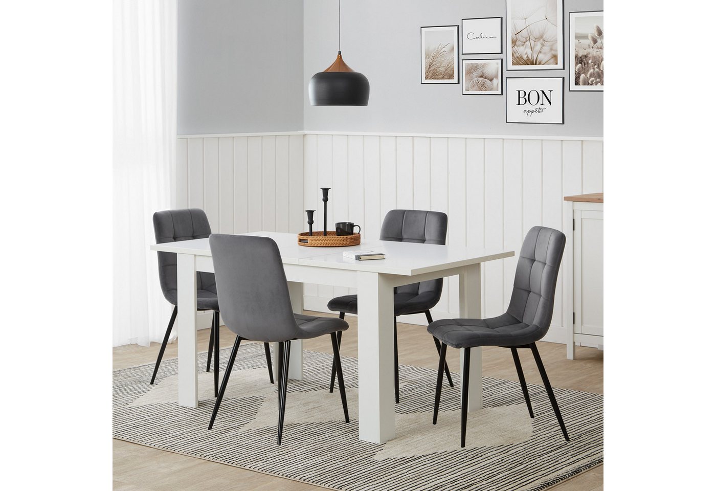 Homestyle4u Esstisch Esszimmertisch Holztisch Küchentisch Massiv Weiß / Eiche klein Küche, 120x80, ausziehbar/erweiterbar Homestyle4u Esstisch Esszimmertisch Holztisch Küchentisch Massiv Weiß / Eiche klein Küche, 120x80, ausziehbar/erweiterbar von Homestyle4u