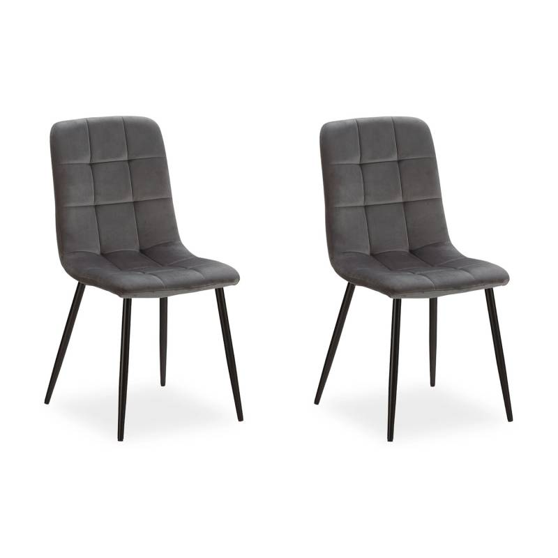 Homestyle4u Esszimmerstuhl 2er Set in Anthrazit Samt 2327 von Homestyle4u