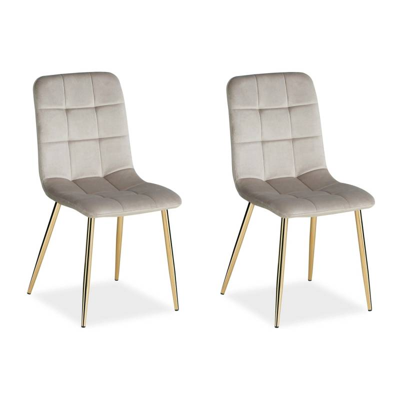 Homestyle4u Esszimmerstuhl 2er Set in Beige und Gold Samt 2333 von Homestyle4u