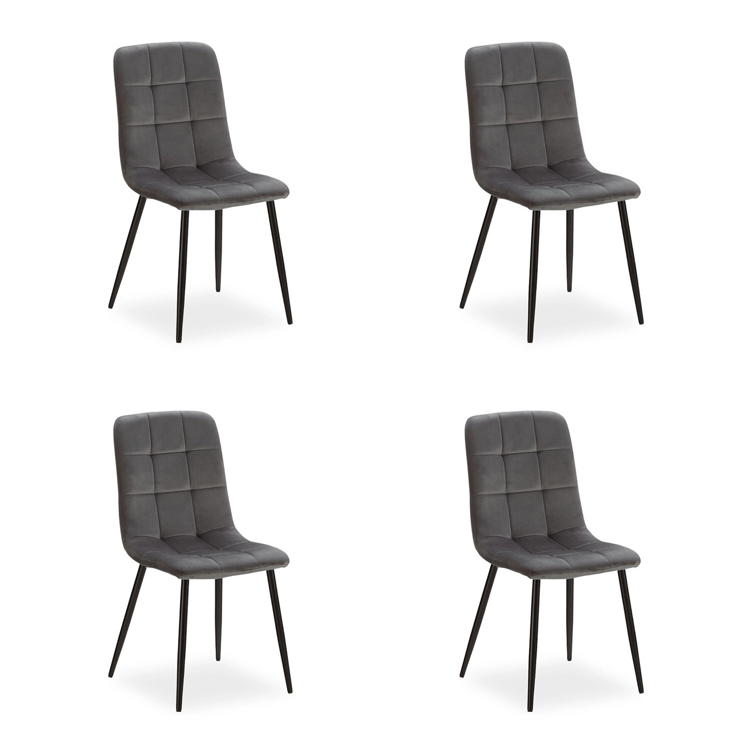 Homestyle4u Esszimmerstuhl 4er Set in Anthrazit Samt 2328 von Homestyle4u