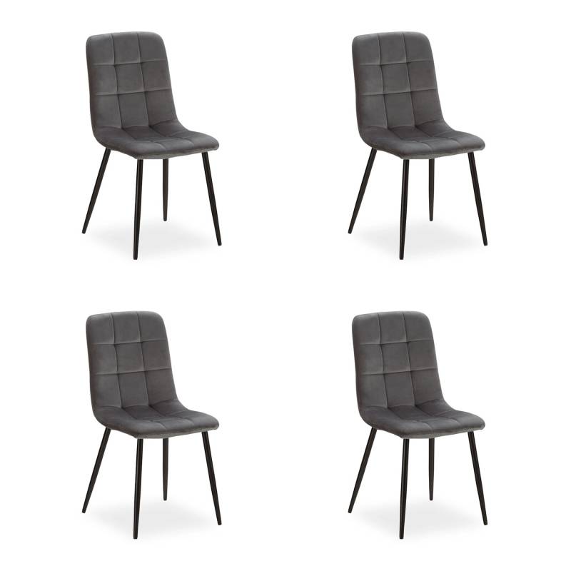 Homestyle4u Esszimmerstuhl 4er Set in Anthrazit Samt 2328 von Homestyle4u