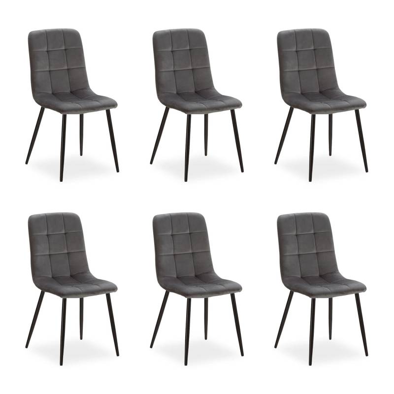 Homestyle4u Esszimmerstuhl 6er Set in Anthrazit Samt 2329 von Homestyle4u