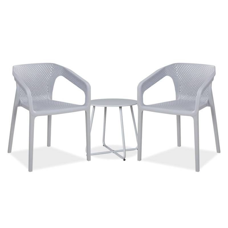Homestyle4u Gartenmöbel Set 3-tlg in Grau 2714 von Homestyle4u