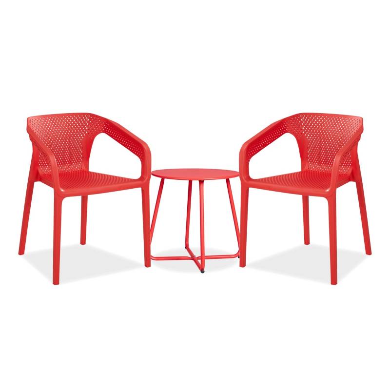 Homestyle4u Gartenmöbel Set 3-tlg in Rot 2713 von Homestyle4u