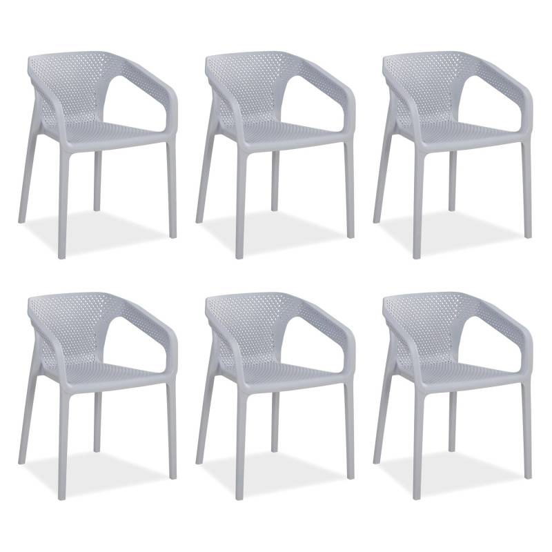 Homestyle4u Gartenstuhl 6er Set in Grau 2690 von Homestyle4u