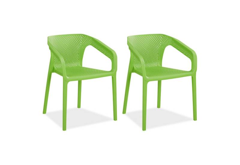 Homestyle4u Gartenstuhl Balkon Terrasse stapelbar wetterfest Hochlehner Kunststoff Küchenstuhl (2er Set, 2 Stühle, 1 St), Grün von Homestyle4u
