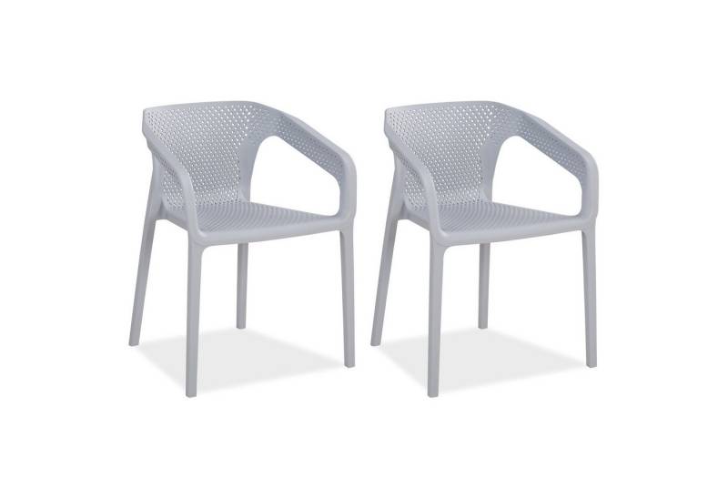 Homestyle4u Gartenstuhl Balkon Terrasse stapelbar wetterfest Hochlehner Kunststoff Küchenstuhl (2er Set, 2 Stühle, 2 St), Grau, Essstuhl von Homestyle4u