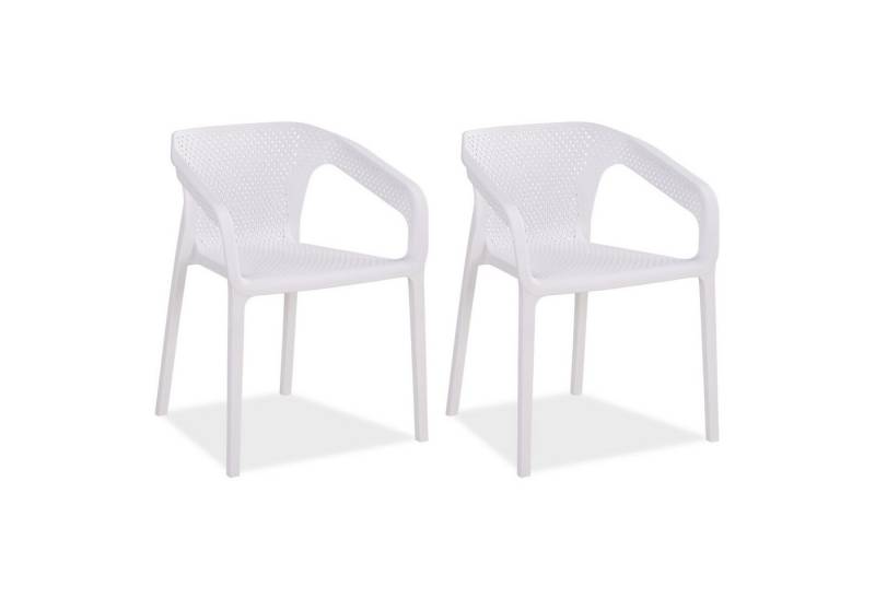 Homestyle4u Gartenstuhl Balkon Terrasse stapelbar wetterfest Hochlehner Kunststoff Küchenstuhl (2er Set, 2 Stühle, 2 St), Weiß, Essstuhl von Homestyle4u