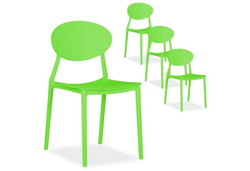 Homestyle4u Gartenstuhl 4er Set stapelbar Kunststoff modern Balkon Terrasse Küche stabil oval (4er Set, 4 Stühle, 4 St), Grün, Essstuhl von Homestyle4u
