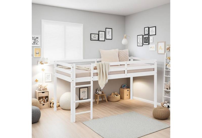 Homestyle4u Hochbett 90x200 Kinderbett Rausfallschutz Grau/Weiß Kinder Leiter Treppe Kiefer, Jungen Mädchen Homestyle4u Hochbett 90x200 Kinderbett Rausfallschutz Grau/Weiß Kinder Leiter Treppe Kiefer, Jungen Mädchen von Homestyle4u