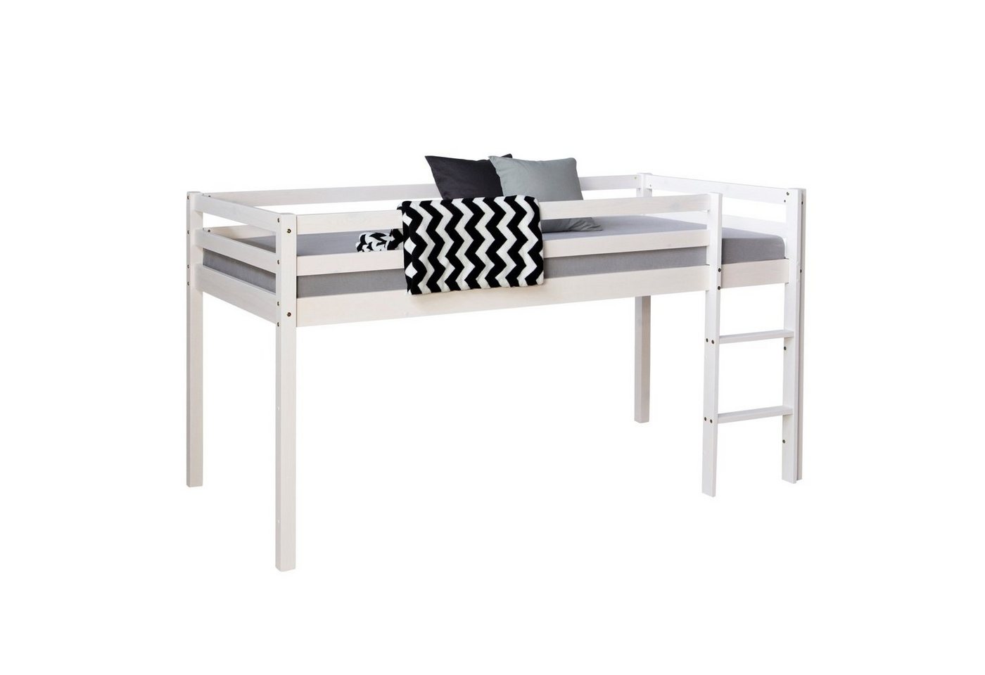 Homestyle4u Hochbett 90x200 Kinderbett Rausfallschutz Grau/Weiß Kinder Leiter Treppe (Set, mit Lattenrost und Matratze, ohne Vorhang) Kiefer Homestyle4u Hochbett 90x200 Kinderbett Rausfallschutz Grau/Weiß Kinder Leiter Treppe (Set, mit Lattenrost und Matratze, ohne Vorhang) Kiefer von Homestyle4u