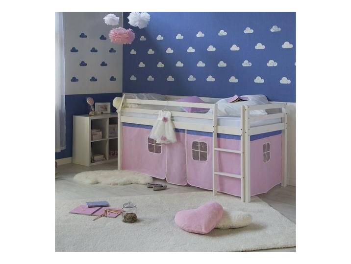 Homestyle4u Hochbett 90x200 Kinderbett mit Leiter und Vorhang Weiß Rosa Holz Treppe Kinder, weiß, ohne Rutsche, ohne Matratze , keine Matratze Homestyle4u Hochbett 90x200 Kinderbett mit Leiter und Vorhang Weiß Rosa Holz Treppe Kinder, weiß, ohne Rutsche, ohne Matratze , keine Matratze von Homestyle4u
