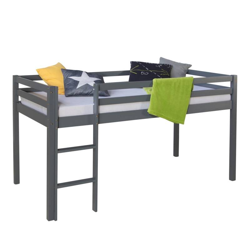 Homestyle4u Hochbett 90x200 in Grau 1861 von Homestyle4u