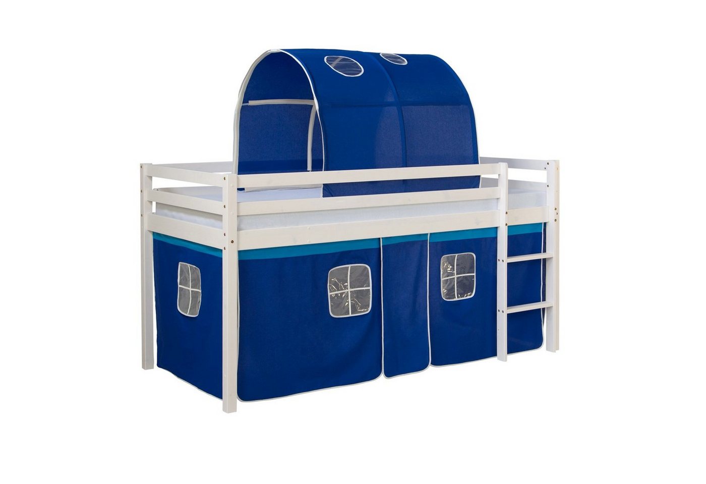 Homestyle4u Hochbett Kinderbett Matratze Rutsche Turm Blau Tunnel von Homestyle4u