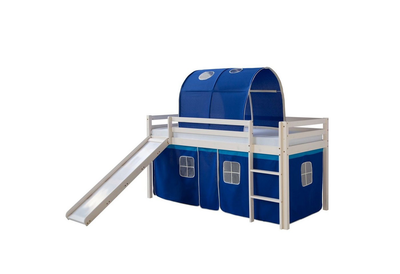 Homestyle4u Hochbett Kinderbett Matratze Rutsche Turm Blau Tunnel von Homestyle4u