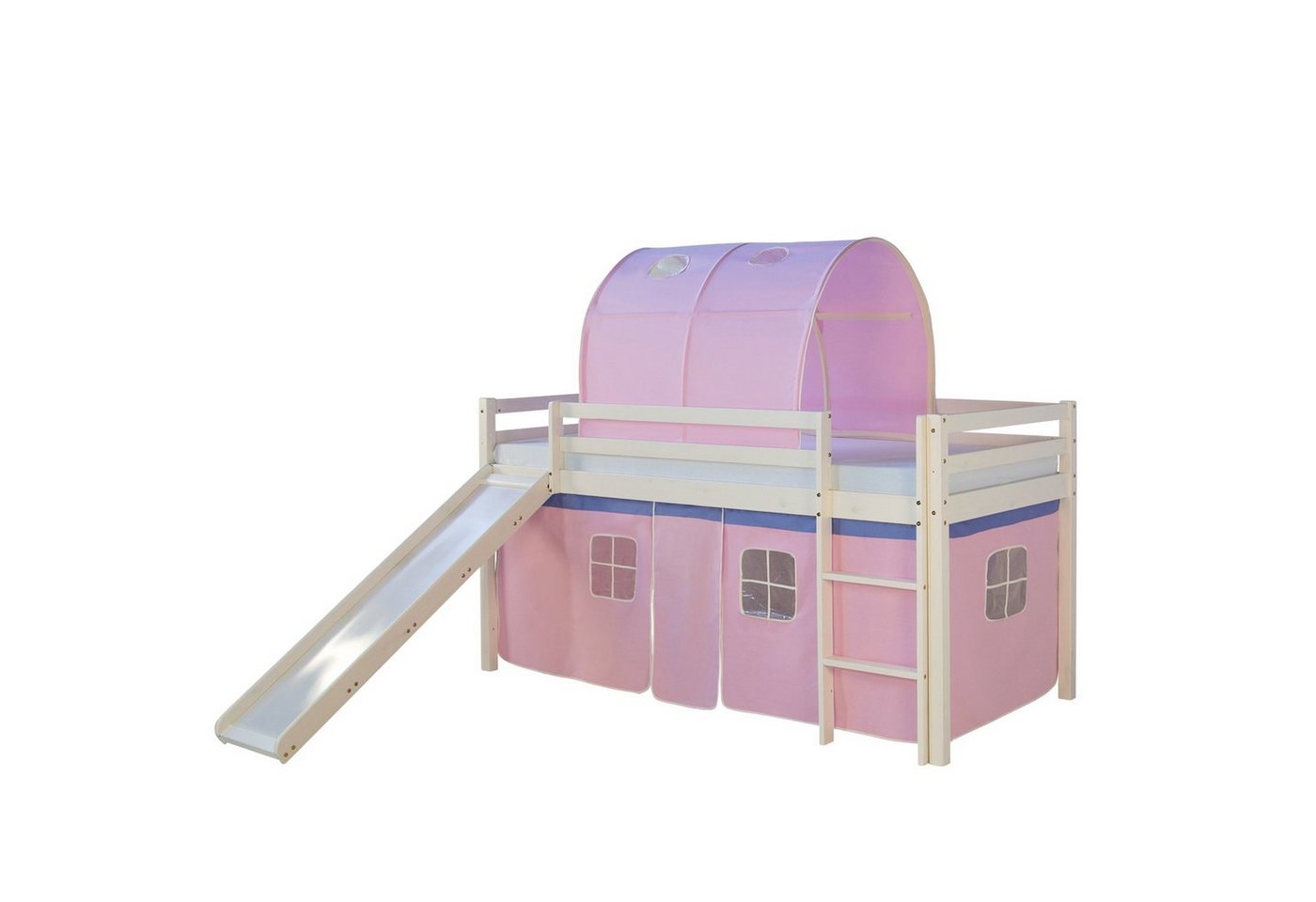 Homestyle4u Hochbett Kinderbett Matratze Rutsche Turm Rosa Tunnel von Homestyle4u