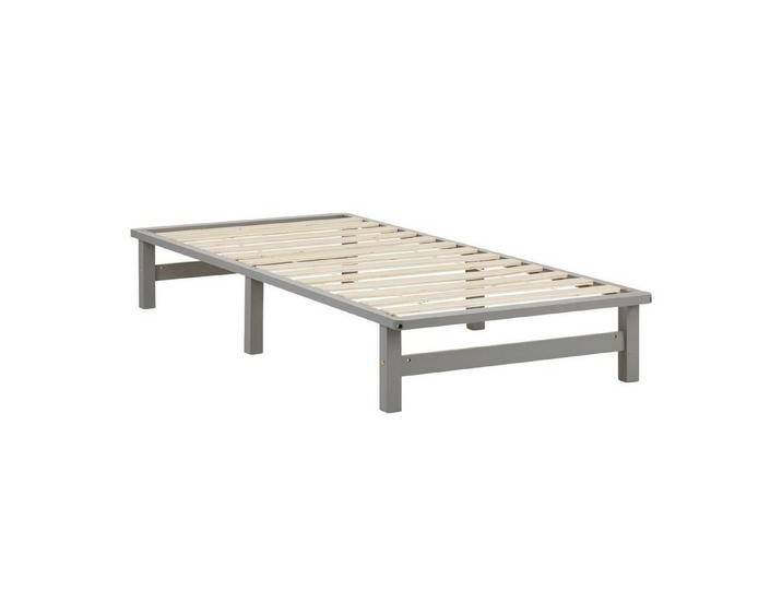 Homestyle4u Holzbett 90/100/140x200 Palettenbett Massivholzbett Futonbett Natur Weiß Grau (Set, mit Lattenrost und Matratze), Matratze mit OEKO-TEX® Standard 100, grau, Komfortschaum von Homestyle4u