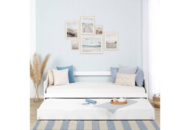 Homestyle4u Ausziehbett 90x200 Gästebett Ausziehbett 2 Liegeflächen Holz Funktionsbett (Komplettset 2x Lattenrost), 2 Personen/Kinder, Stauraumbett, ausziehbar von Homestyle4u