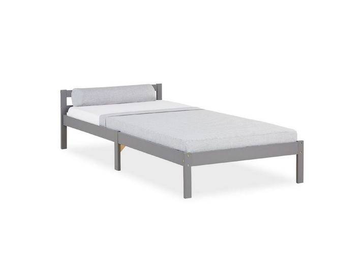 Homestyle4u Holzbett 90x200 Jugendbett Kinderbett Grau Tagesbett Einzelbett Bettgestell (Set, mit Lattenrost), Kiefer, grau von Homestyle4u