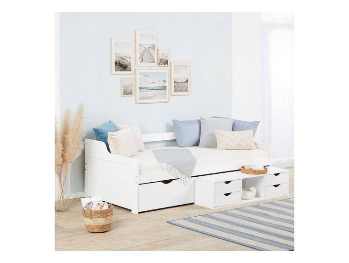 Homestyle4u Stauraumbett 90x200 Kojenbett Kinderbett Weiß Einzelbett Gästebett Funktionsbett (Set, mit Lattenrost und Schubladen), mit Stauraum, weiß von Homestyle4u