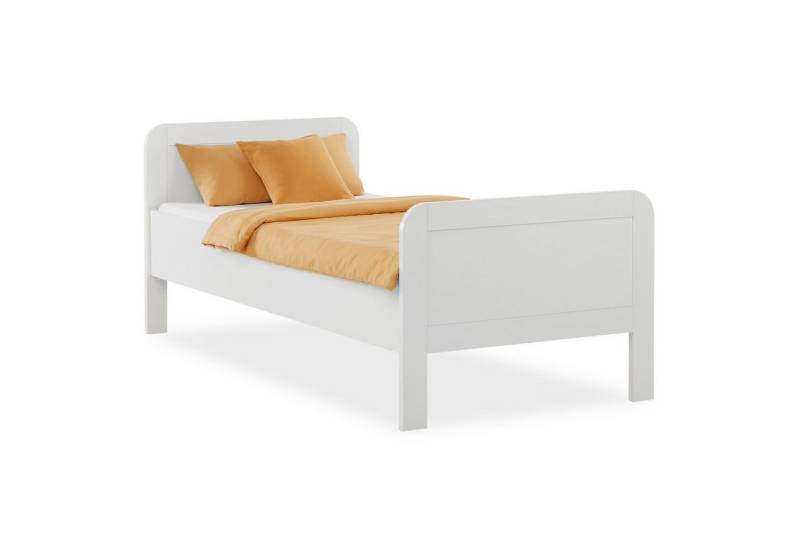 Homestyle4u Funktionsbett 90x200 Komfortbett Braun Natur / Weiß Kiefer Einzelbett Seniorenbett, Aufbau per Stecksystem, höhenverstellbar, erhöhter Einstieg von Homestyle4u