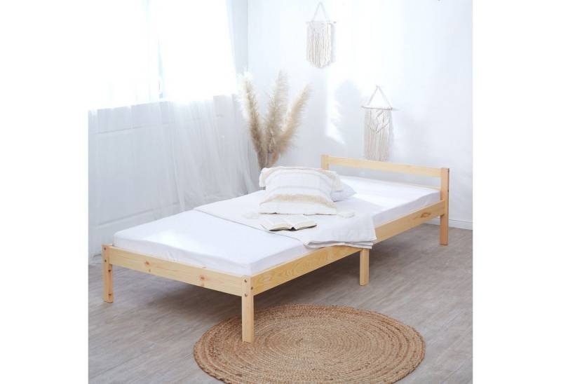 Homestyle4u Holzbett Doppelbett 90/120 x 200 cm Kinderbett natur weiß von Homestyle4u