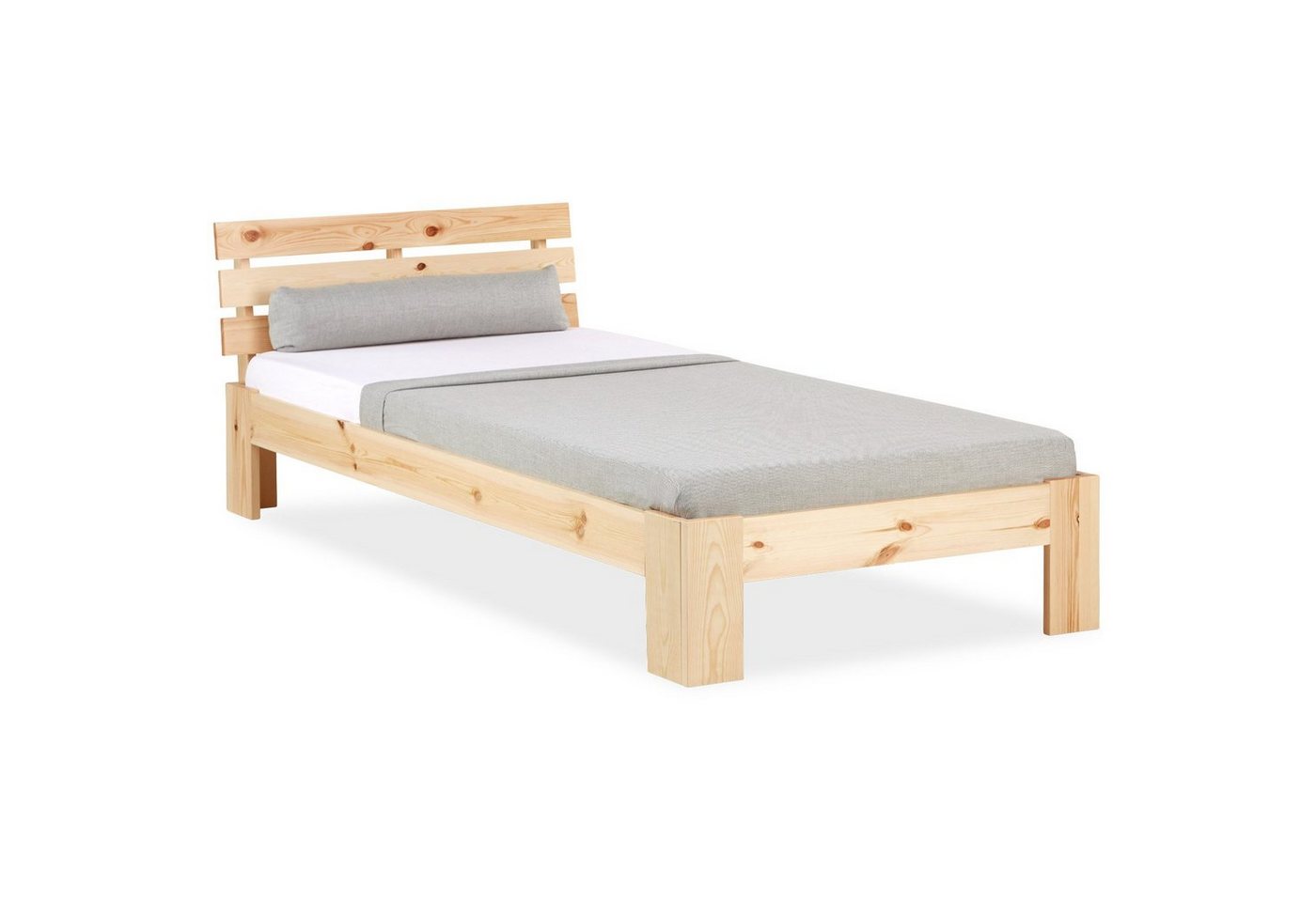 Homestyle4u Holzbett Doppelbett mit Lattenrost 90/120/140/160/180 x 200 Weiß, Grau, Natur von Homestyle4u