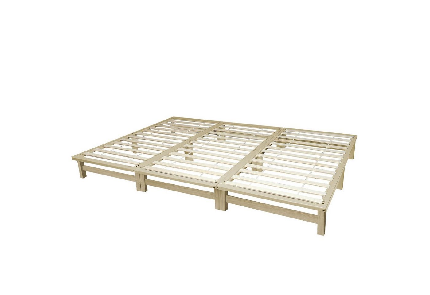 Homestyle4u Holzbett Familienbett XXL 200x270 Weiß Grau Natur Bettgestell, 3 einzelne Palettenbetten von jeweils 90x200 cm von Homestyle4u