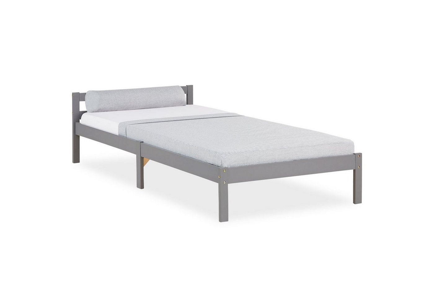 Homestyle4u Holzbett Jugendbett Kinderbett 90x200 Grau Bett Tagesbett Einzelbett Bettgestel von Homestyle4u