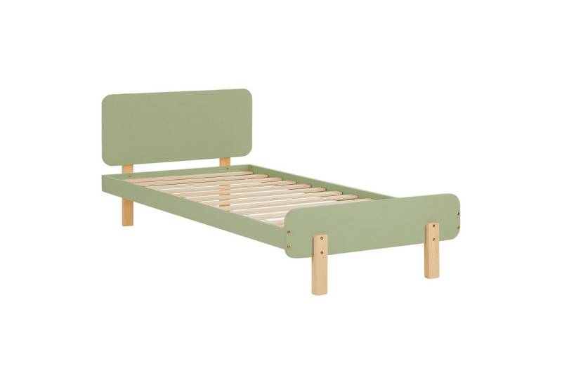 Homestyle4u Kinderbett Kinderbett 90x200 cm Einzelbett Jugendbett Holzfüße Gästebett Holz (Set, mit Lattenrost), Grün von Homestyle4u