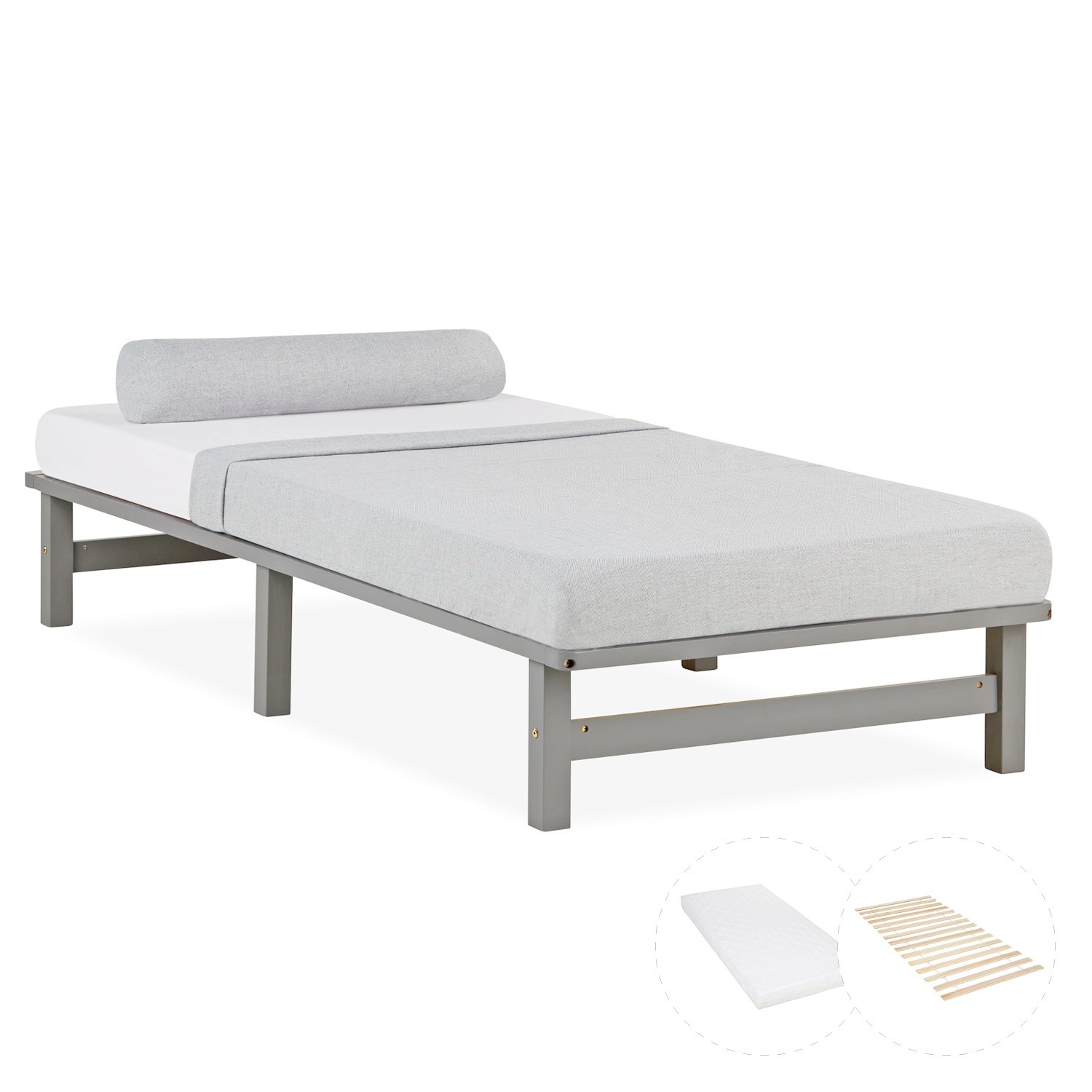 Homestyle4u Holzbett Palettenbett 90x200 mit Matratze Grau Bett 2049 Homestyle4u Holzbett Palettenbett 90x200 mit Matratze Grau Bett 2049 von Homestyle4u