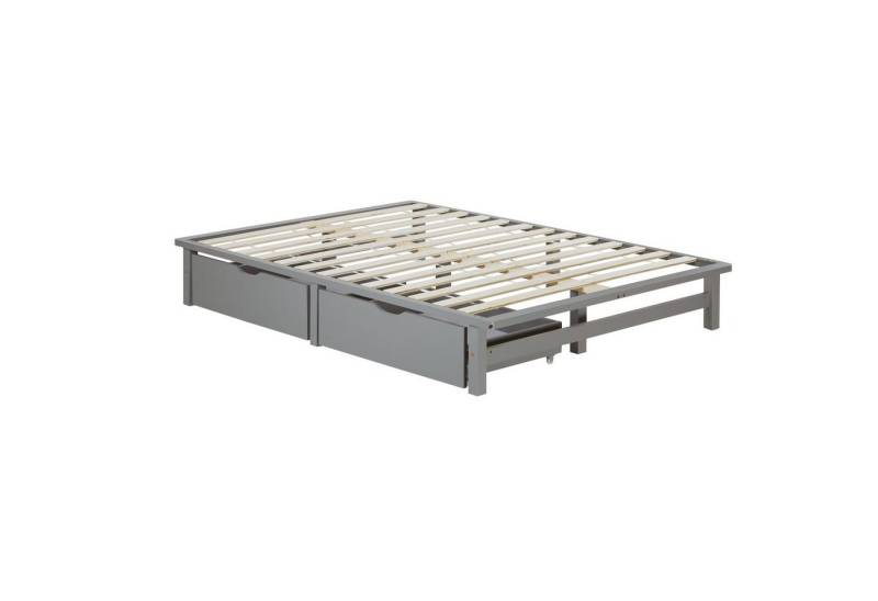 Homestyle4u Palettenbett Palettenbett Holz Kiefer Futonbett Bettgestell Bett mit Stauraum (Set mit Lattenrost, 2x Bettkasten/Schublade), 140x200 von Homestyle4u