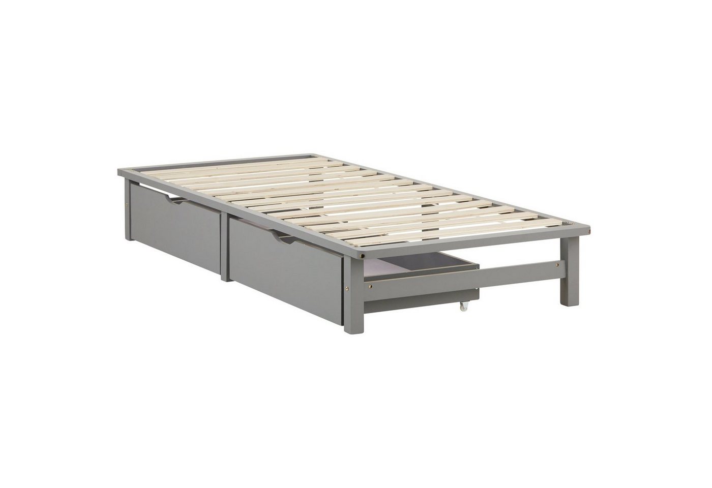 Homestyle4u Palettenbett Palettenbett Holz Kiefer Futonbett Bettgestell Bett mit Stauraum (Set, mit Lattenrost, 2x Bettkasten/Schublade), 90x200, mit Lattenrost von Homestyle4u
