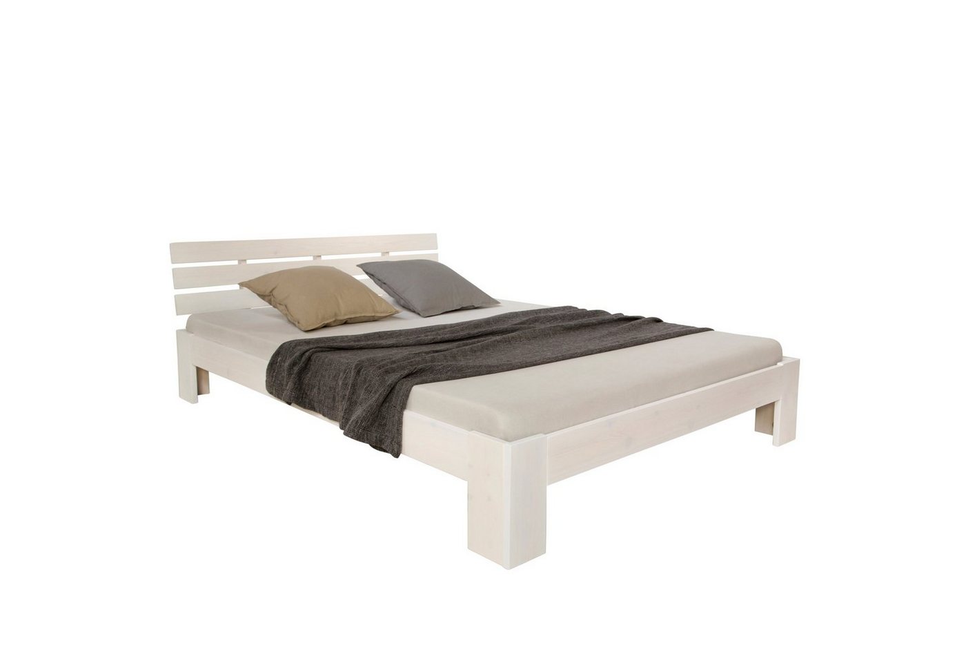 Homestyle4u Holzbett Doppelbett mit Lattenrost 90/120/140/160/180 x 200 Weiß, Grau, Natur von Homestyle4u