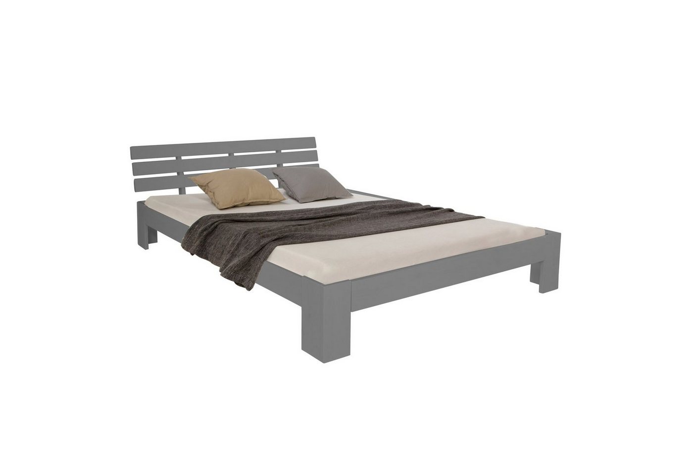 Homestyle4u Holzbett Doppelbett mit Lattenrost 90/120/140/160/180 x 200 Weiß, Grau, Natur von Homestyle4u