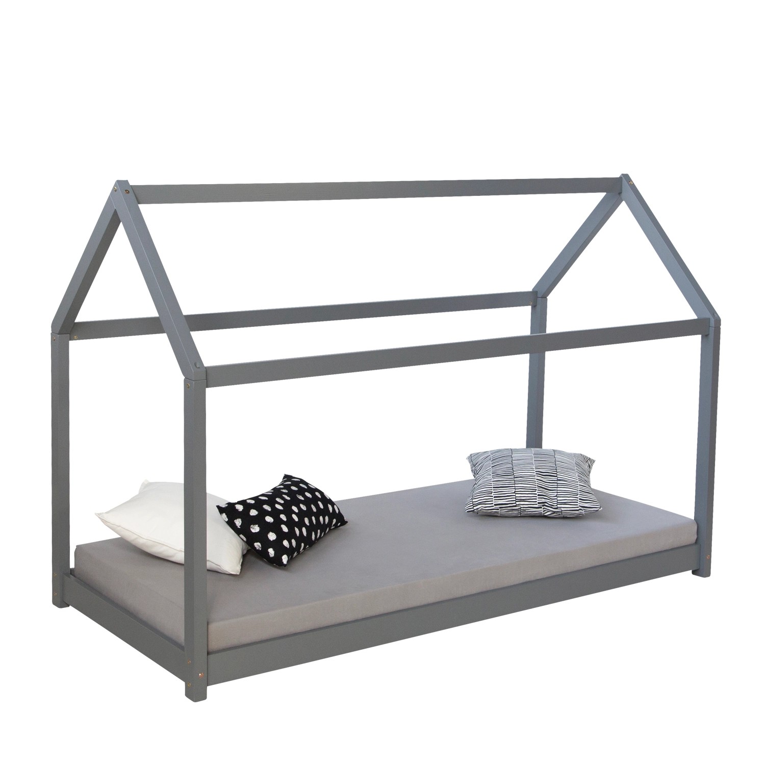 Homestyle4u Kinderbett 80x160 cm mit Matratze Hausbett Grau Bodenbett Homestyle4u Kinderbett 80x160 cm mit Matratze Hausbett Grau Bodenbett von Homestyle4u