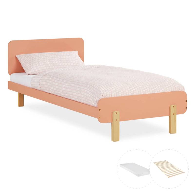 Homestyle4u Kinderbett 90x200 mit Lattenrost und Matratze in Rot 2806 von Homestyle4u