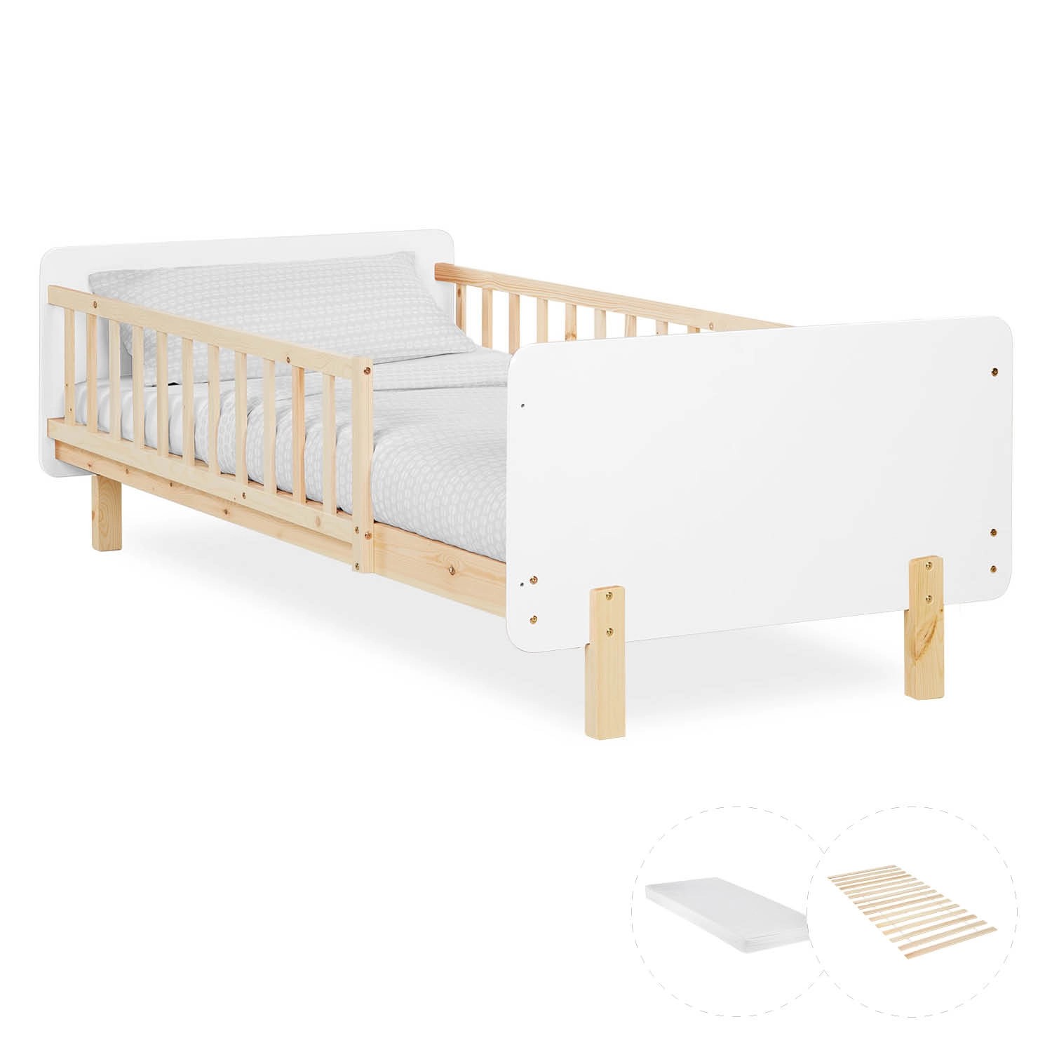 Homestyle4u Kinderbett 90x200 mit Raufallschutz Lattenrost Matratze Weiß 2801 Homestyle4u Kinderbett 90x200 mit Raufallschutz Lattenrost Matratze Weiß 2801 von Homestyle4u