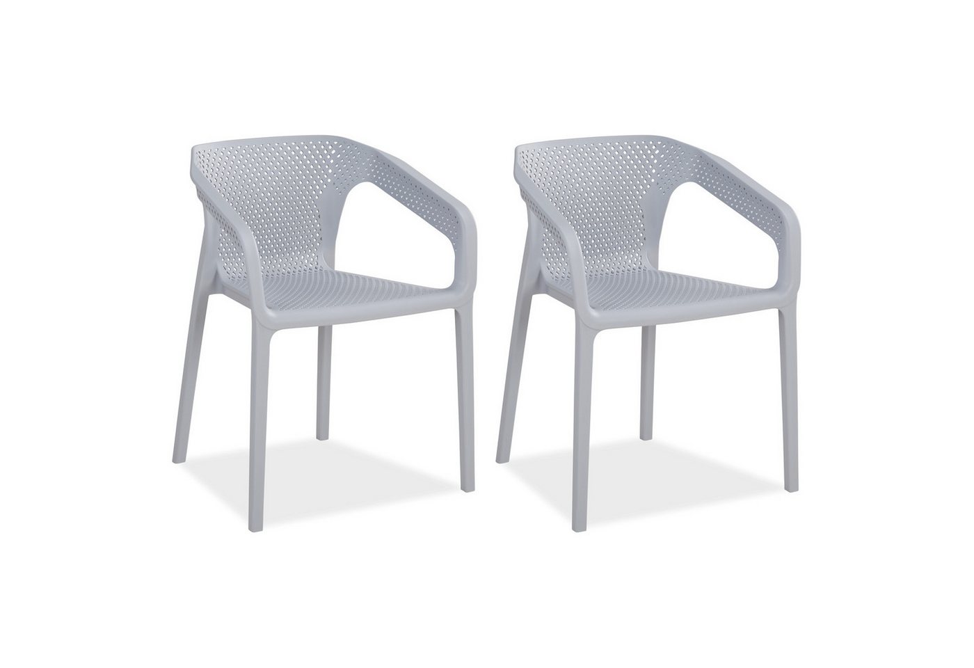 Homestyle4u Kinderbett Balkon Terrasse stapelbar wetterfest Hochlehner Kunststoff Küchenstuhl (2-tlg., 2er Set, 2 Stühle), Grau, Essstuhl von Homestyle4u